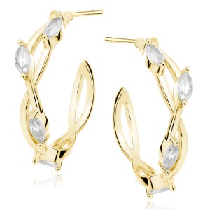 Cercei argint placati cu aur galben cu pietre DiAmanti Z2016EG_W-DIA (Argint 925‰ 4,3 g.)